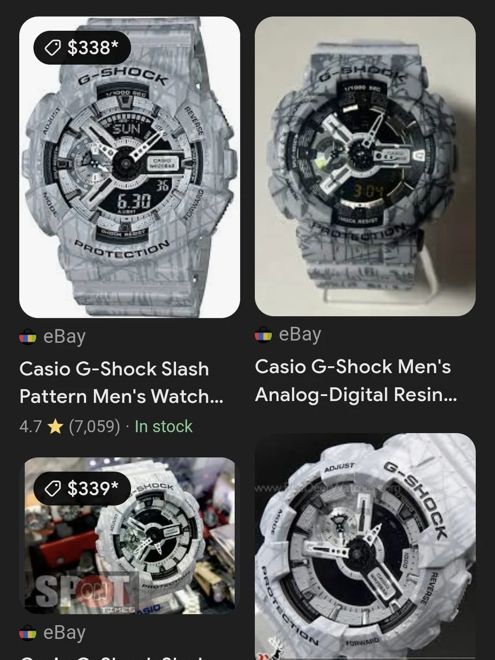 G-Shock White Marble Pattern Analog-Digital Watch